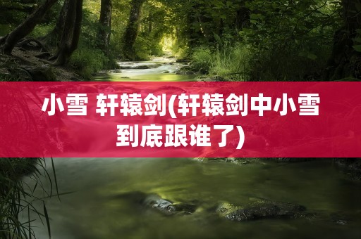 小雪 轩辕剑(轩辕剑中小雪到底跟谁了)