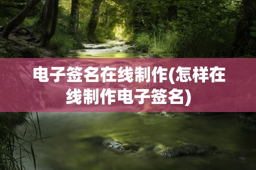 电子签名在线制作(怎样在线制作电子签名)