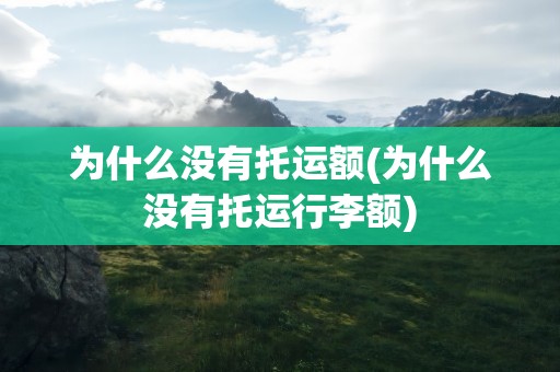 为什么没有托运额(为什么没有托运行李额)