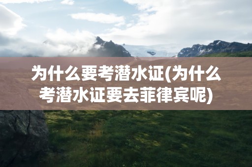为什么要考潜水证(为什么考潜水证要去菲律宾呢)