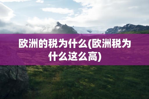 欧洲的税为什么(欧洲税为什么这么高)