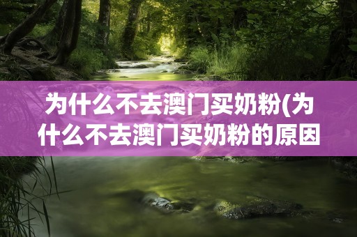 为什么不去澳门买奶粉(为什么不去澳门买奶粉的原因)
