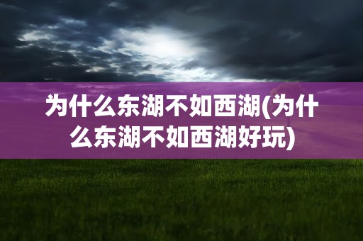 为什么东湖不如西湖(为什么东湖不如西湖好玩)