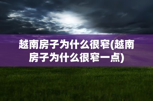 越南房子为什么很窄(越南房子为什么很窄一点)
