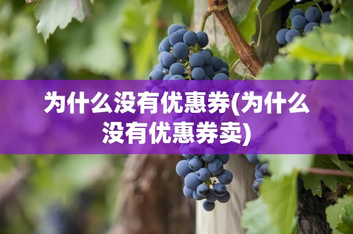 为什么没有优惠券(为什么没有优惠券卖)