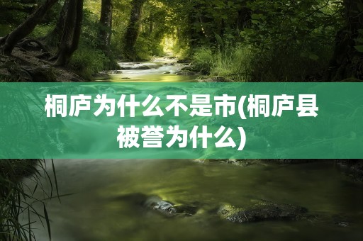 桐庐为什么不是市(桐庐县被誉为什么)