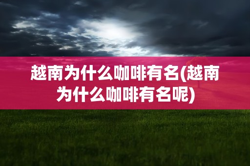 越南为什么咖啡有名(越南为什么咖啡有名呢)