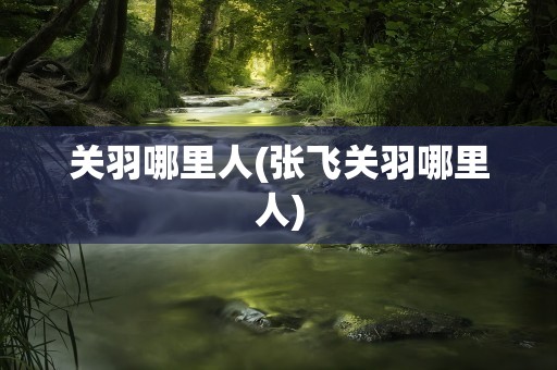 关羽哪里人(张飞关羽哪里人)