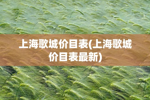 上海歌城价目表(上海歌城价目表最新)
