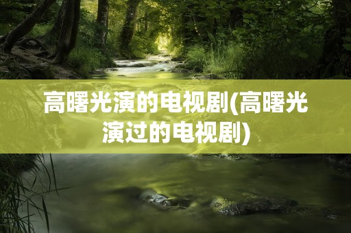 高曙光演的电视剧(高曙光演过的电视剧)