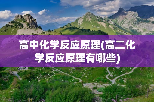 高中化学反应原理(高二化学反应原理有哪些)