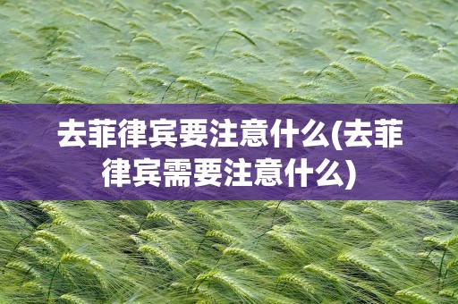去菲律宾要注意什么(去菲律宾需要注意什么)