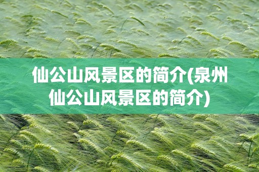 仙公山风景区的简介(泉州仙公山风景区的简介)