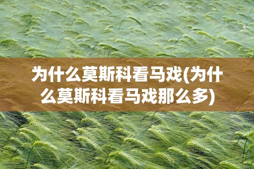 为什么莫斯科看马戏(为什么莫斯科看马戏那么多)