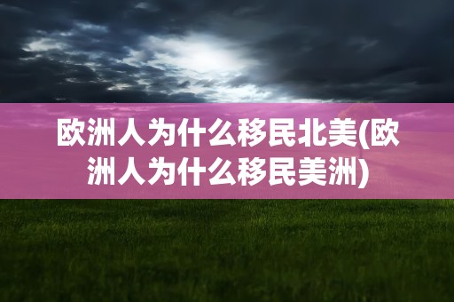 欧洲人为什么移民北美(欧洲人为什么移民美洲)