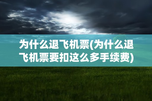 为什么退飞机票(为什么退飞机票要扣这么多手续费)