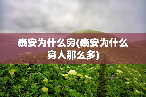 泰安为什么穷(泰安为什么穷人那么多)