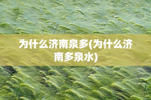 为什么济南泉多(为什么济南多泉水)
