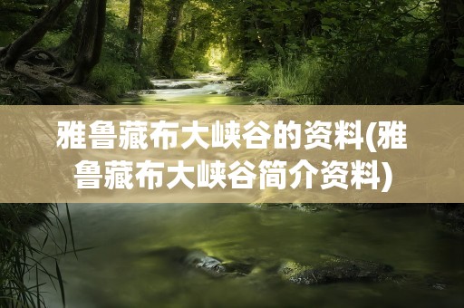 雅鲁藏布大峡谷的资料(雅鲁藏布大峡谷简介资料)