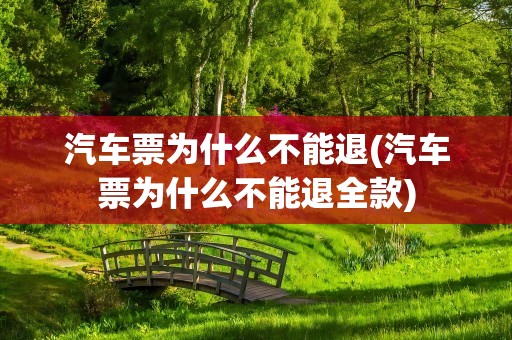 汽车票为什么不能退(汽车票为什么不能退全款)