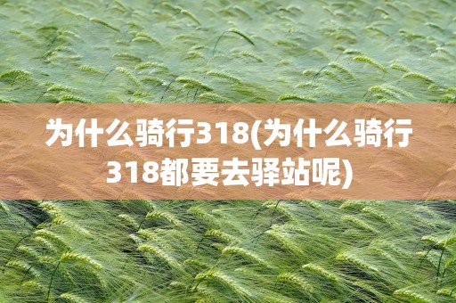 为什么骑行318(为什么骑行318都要去驿站呢)