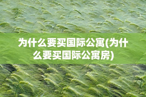 为什么要买国际公寓(为什么要买国际公寓房)