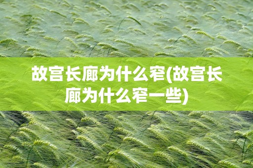 故宫长廊为什么窄(故宫长廊为什么窄一些)
