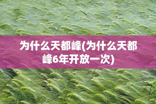 为什么天都峰(为什么天都峰6年开放一次)