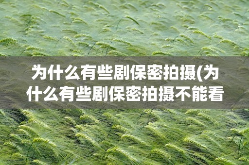 为什么有些剧保密拍摄(为什么有些剧保密拍摄不能看)