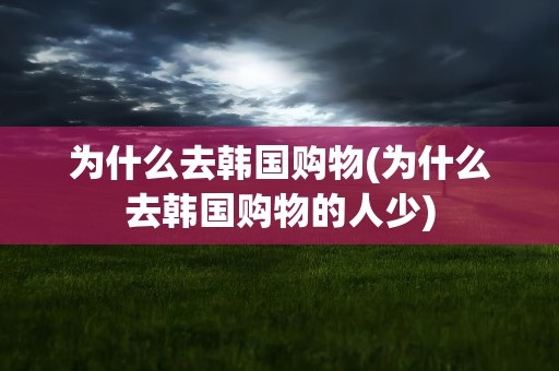 为什么去韩国购物(为什么去韩国购物的人少)