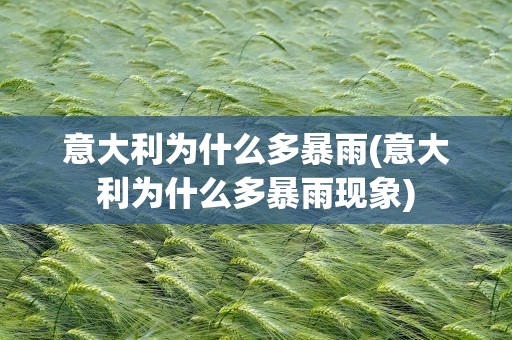 意大利为什么多暴雨(意大利为什么多暴雨现象)