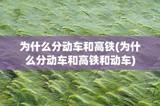为什么分动车和高铁(为什么分动车和高铁和动车)