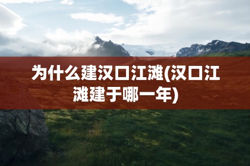 为什么建汉口江滩(汉口江滩建于哪一年)