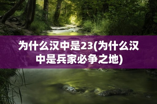 为什么汉中是23(为什么汉中是兵家必争之地)