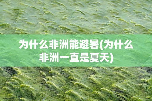 为什么非洲能避暑(为什么非洲一直是夏天)