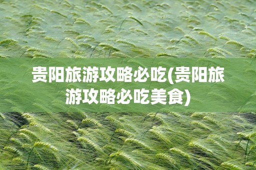 贵阳旅游攻略必吃(贵阳旅游攻略必吃美食)