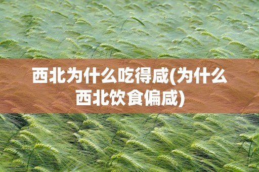 西北为什么吃得咸(为什么西北饮食偏咸)