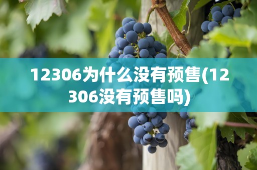 12306为什么没有预售(12306没有预售吗)