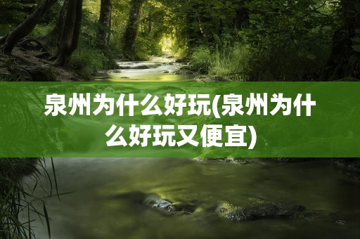 泉州为什么好玩(泉州为什么好玩又便宜)