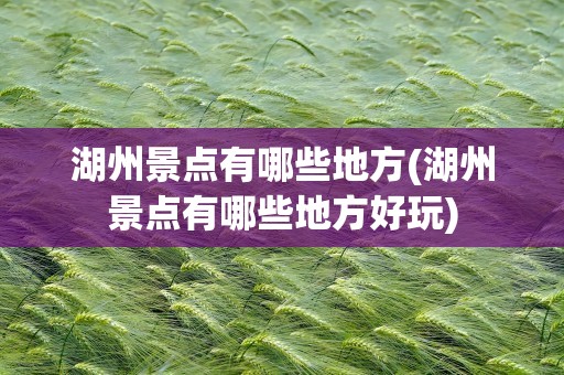 湖州景点有哪些地方(湖州景点有哪些地方好玩)
