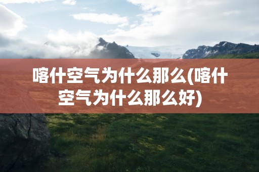喀什空气为什么那么(喀什空气为什么那么好)