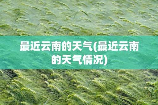 最近云南的天气(最近云南的天气情况)
