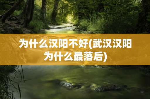 为什么汉阳不好(武汉汉阳为什么最落后)