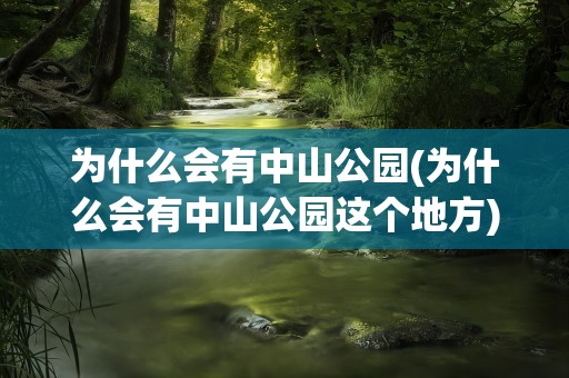 为什么会有中山公园(为什么会有中山公园这个地方)