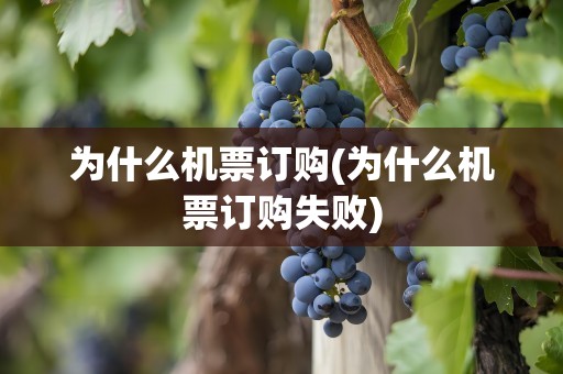 为什么机票订购(为什么机票订购失败)