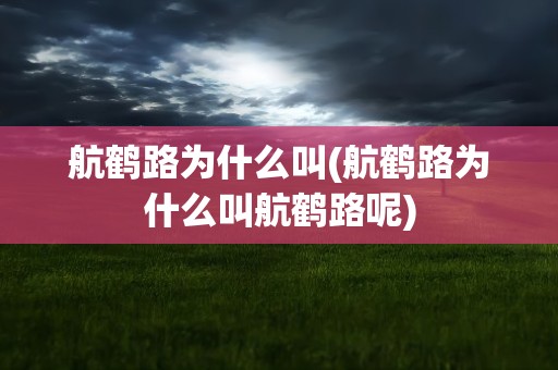 航鹤路为什么叫(航鹤路为什么叫航鹤路呢)