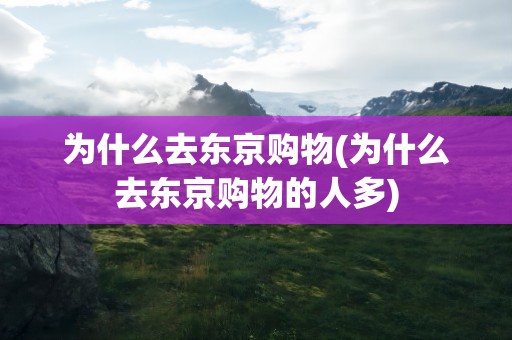 为什么去东京购物(为什么去东京购物的人多)
