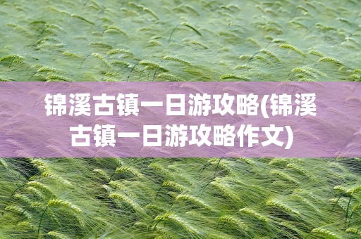锦溪古镇一日游攻略(锦溪古镇一日游攻略作文)