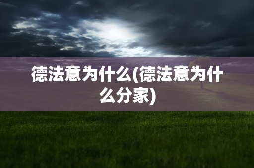 德法意为什么(德法意为什么分家)