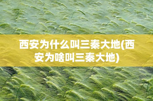 西安为什么叫三秦大地(西安为啥叫三秦大地)